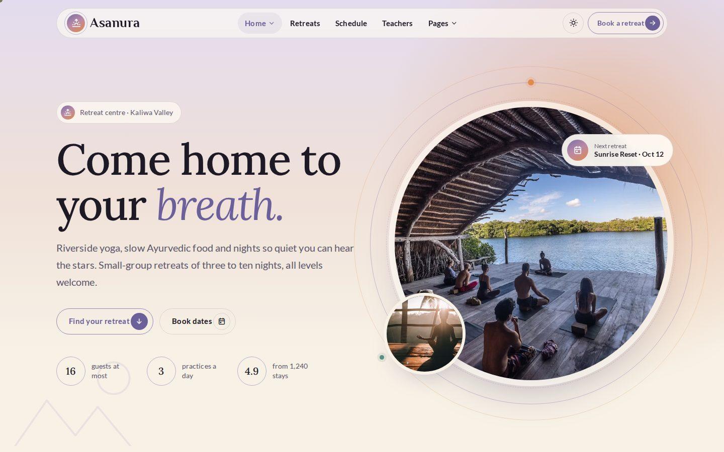 Asanura home page preview